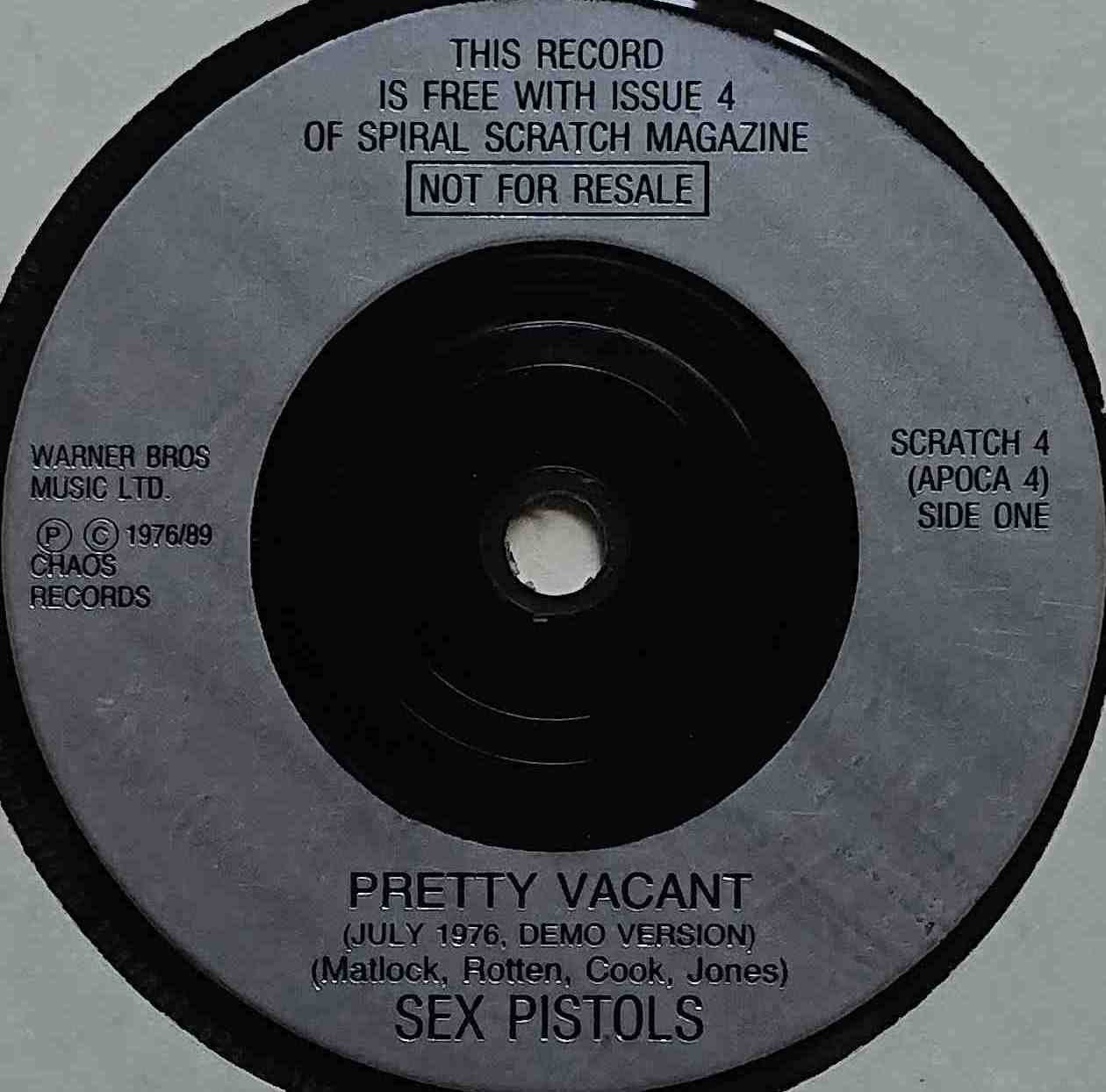 SCRATCH 4 Pretty vacant Sex Pistols  Label